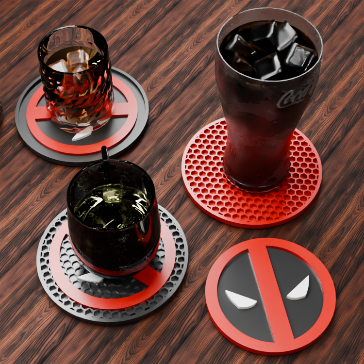 🟠Deadpool Logo and Honeycomb Table Coaster