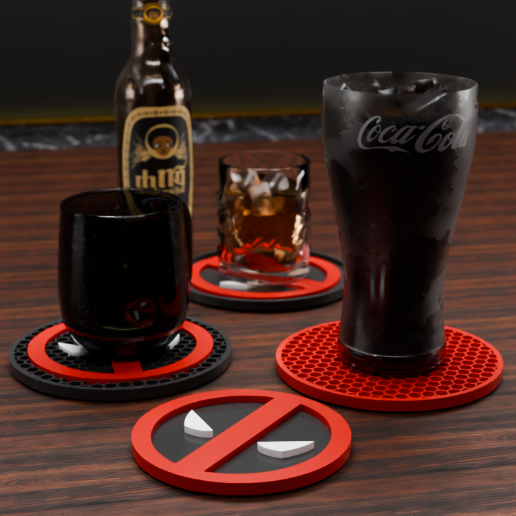 🟠Deadpool Logo and Honeycomb Table Coaster