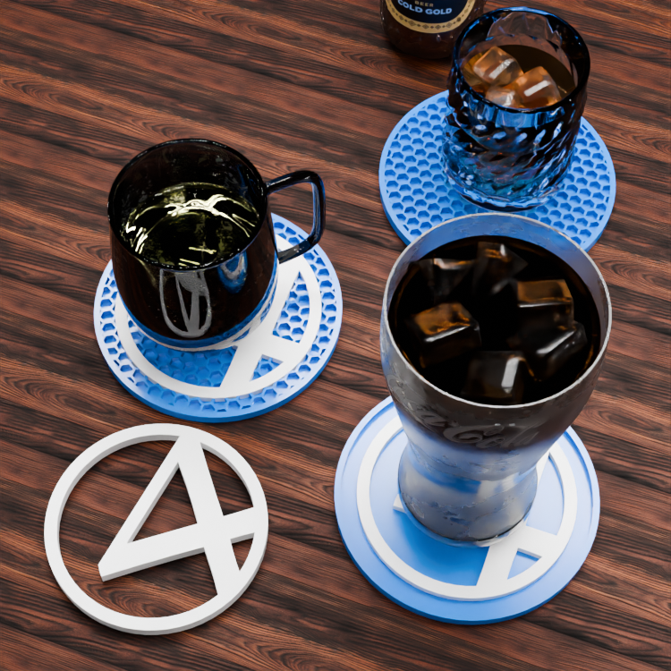 🟠Fantastic Four Logo and Honeycomb Table Coaster