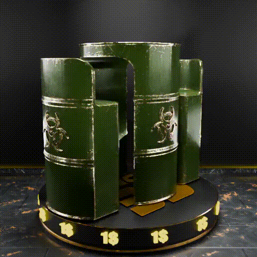 🟠Chemical Storage Drum Barrel Table and Chairs Set for 3.75" (1:18) Figure Dioramas