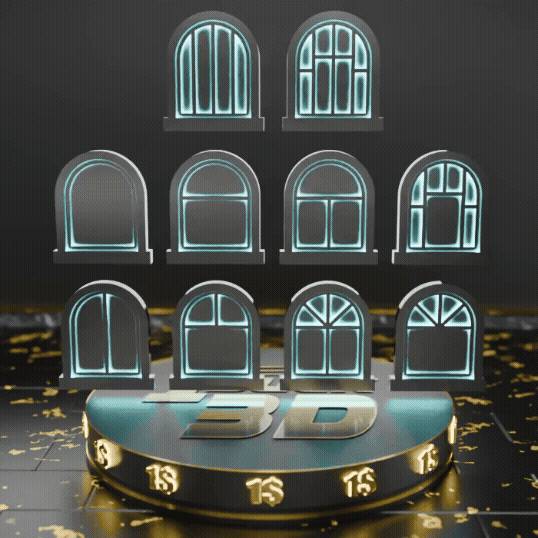 🟠10x Arched Windows Shapes Collection for 3.75" (1:18) Figure Dioramas