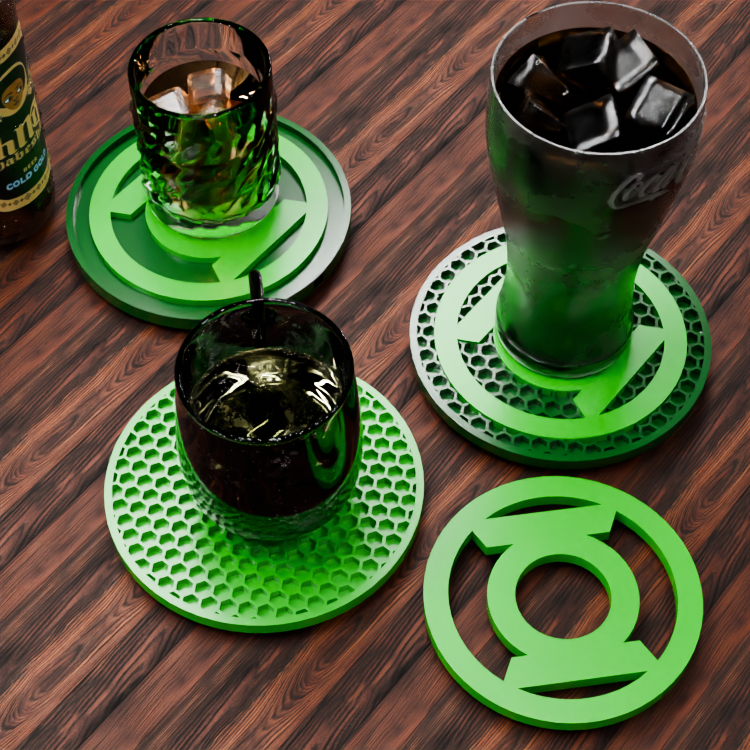 🟠Green Lantern Corps Logo and Honeycomb Table Coaster