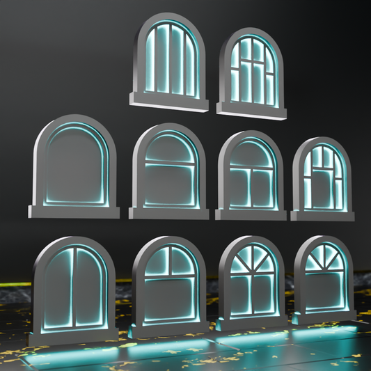 🟠 10x Arched Windows Shapes Collection for 3.75" (1:18) Figure Dioramas