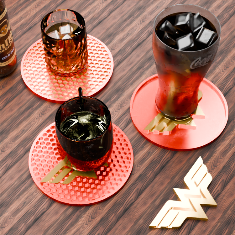 🟠Wonder Woman Logo and Honeycomb Table Coaster