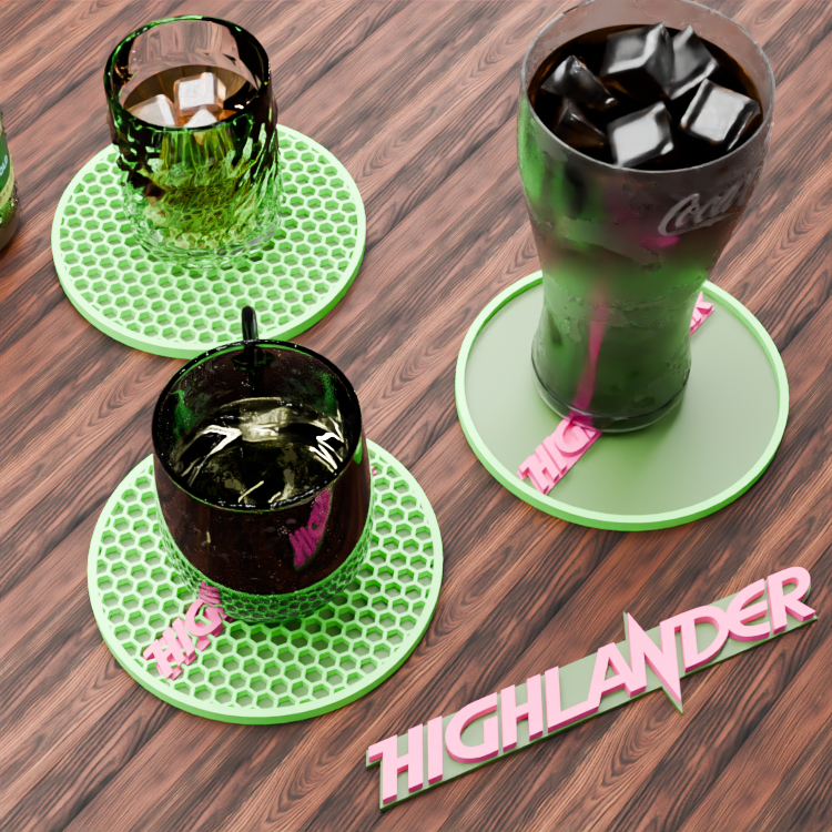 🟠Highlander Logo and Honeycomb Table Coaster