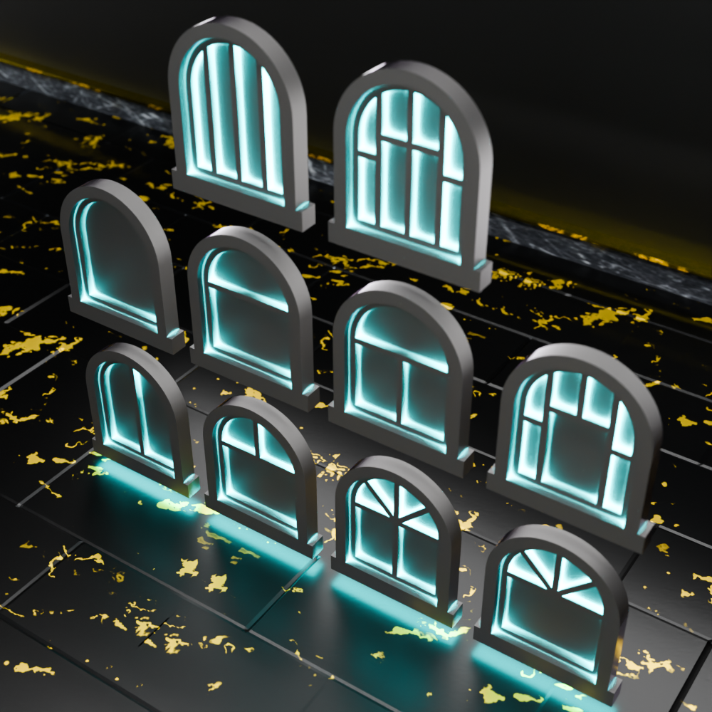 🟠10x Arched Windows Shapes Collection for 3.75" (1:18) Figure Dioramas