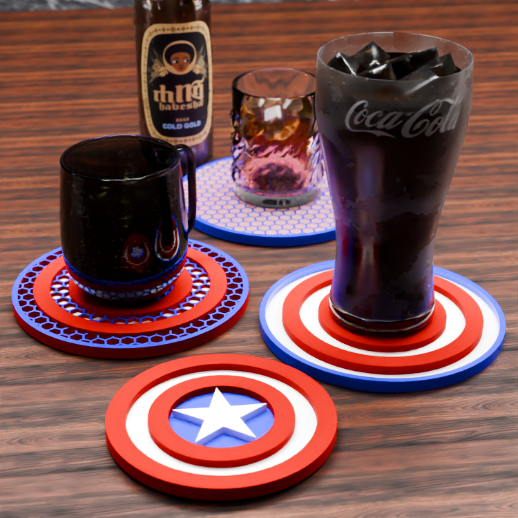 🟠Captain America Logo and Honeycomb Table Coaster