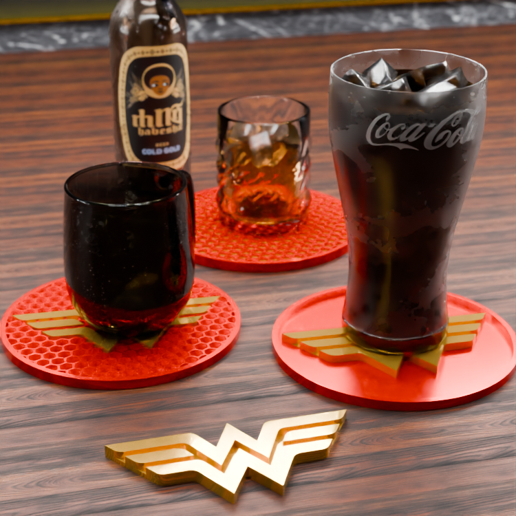 🟠Wonder Woman Logo and Honeycomb Table Coaster