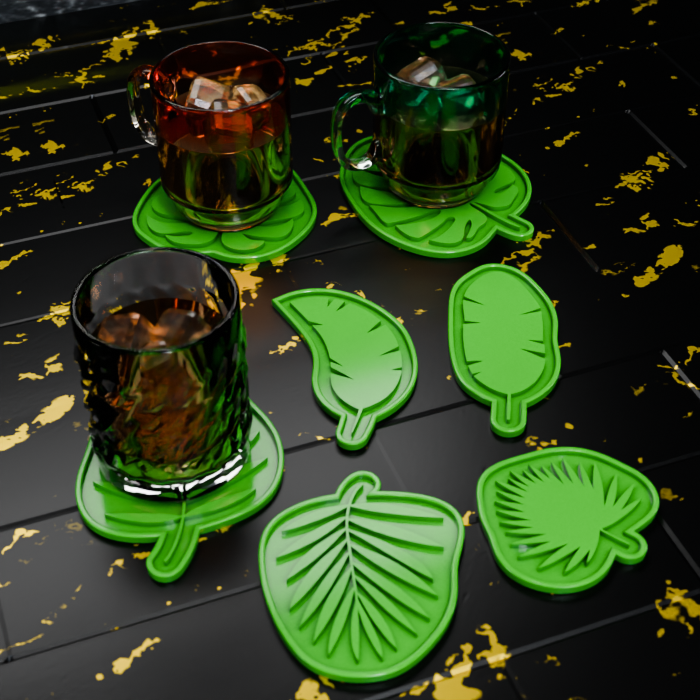 🟠7x Leaf Drink Table Coasters