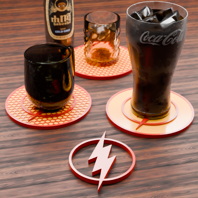 🟠Flash Logo and Honeycomb Table Coaster