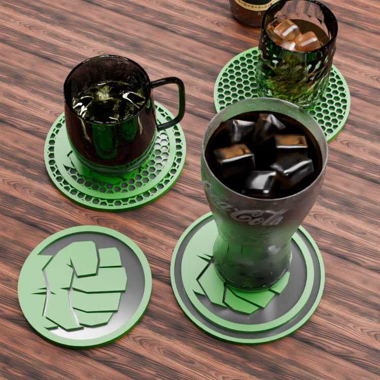 🟠Hulk Logo and Honeycomb Table Coaster