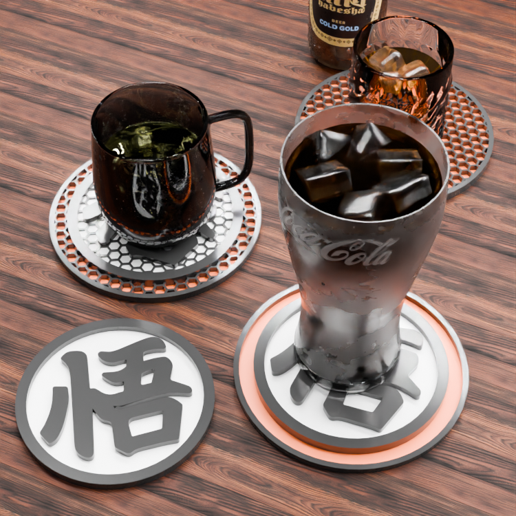🟠Son Goku Logo and Honeycomb Table Coaster