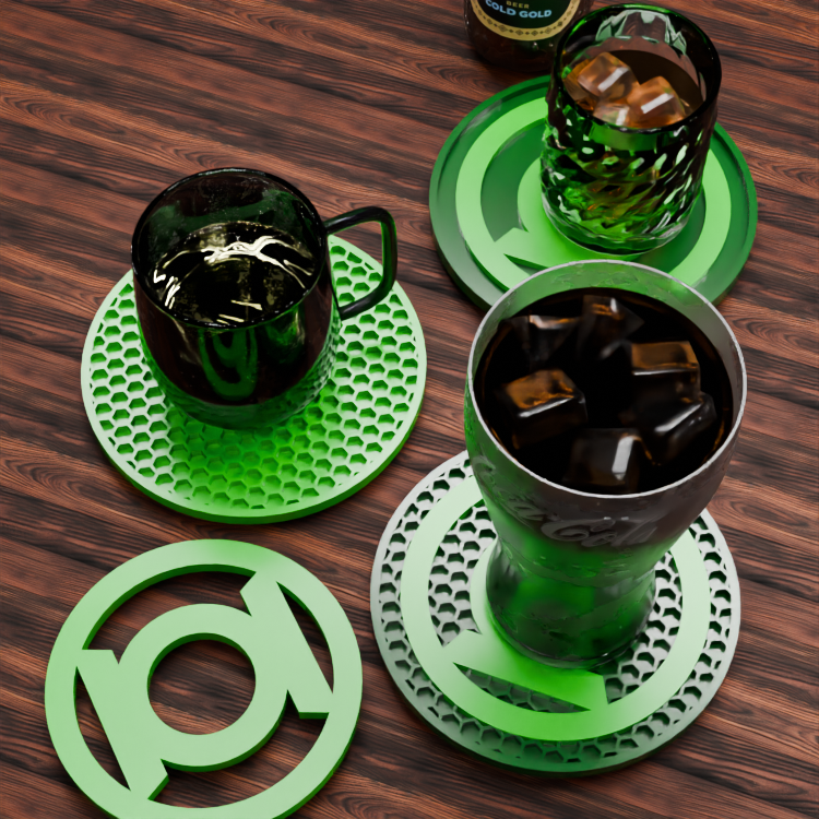 🟠Green Lantern Corps Logo and Honeycomb Table Coaster