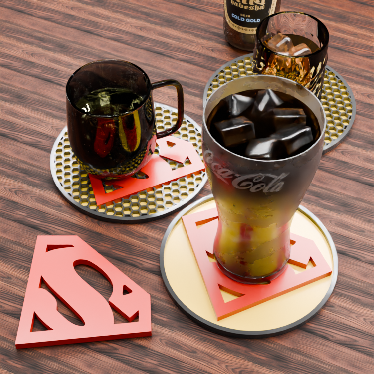 🟠Superman Logo and Honeycomb Table Coaster