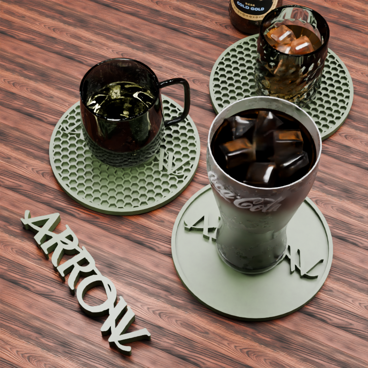 🟠Arrow Logo and Honeycomb Table Coaster