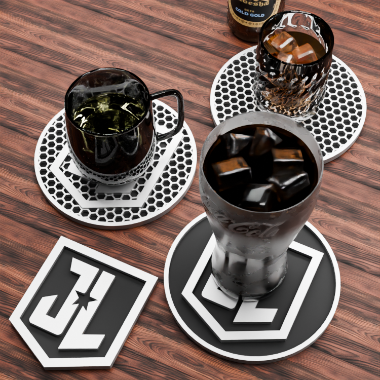 🟠Justice League Logo and Honeycomb Table Coaster