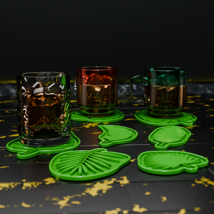 🟠7x Leaf Drink Table Coasters