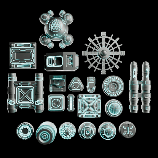🟢 20x Sci-Fi Greebles, Greeblies for Action Figure Dioramas and Displays #1