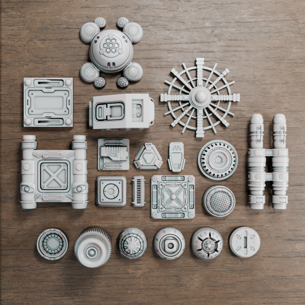 🟢 20x Sci-Fi Greebles, Greeblies for Action Figure Dioramas and Displays #1