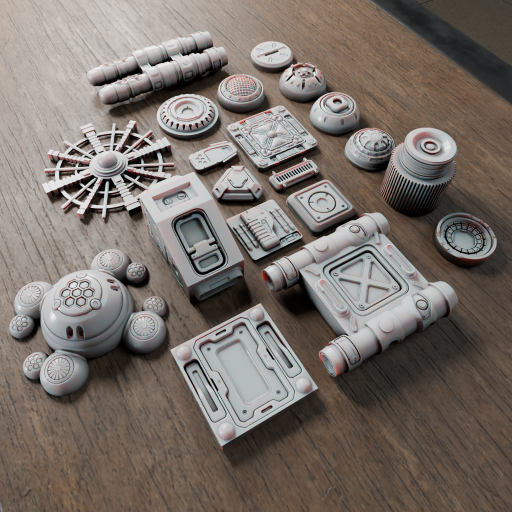 🟢 20x Sci-Fi Greebles, Greeblies for Action Figure Dioramas and Displays #1