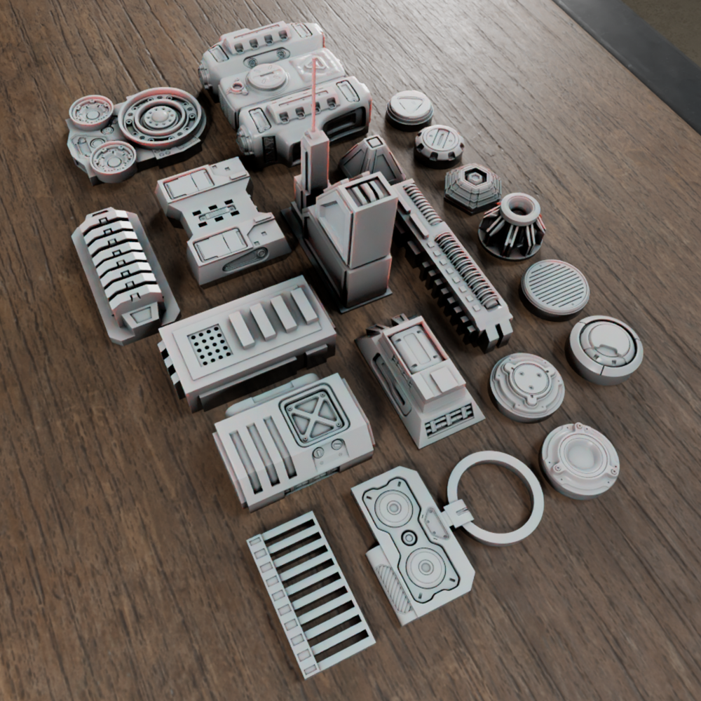 🟢 20x Sci-Fi Greebles, Greeblies for Action Figure Dioramas and Displays #2