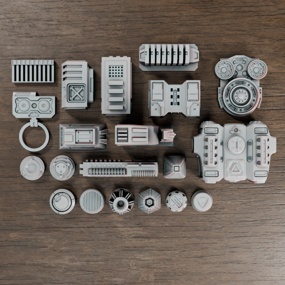 🟢 20x Sci-Fi Greebles, Greeblies for Action Figure Dioramas and Displays #2
