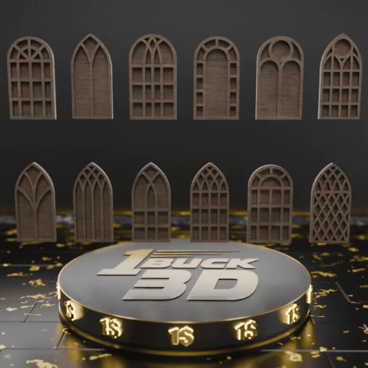 🟠12x Gothic Windows Set Silhouette Of Vintage Stained Glass Church Frames for 3.75" (1:18) Figure Dioramas