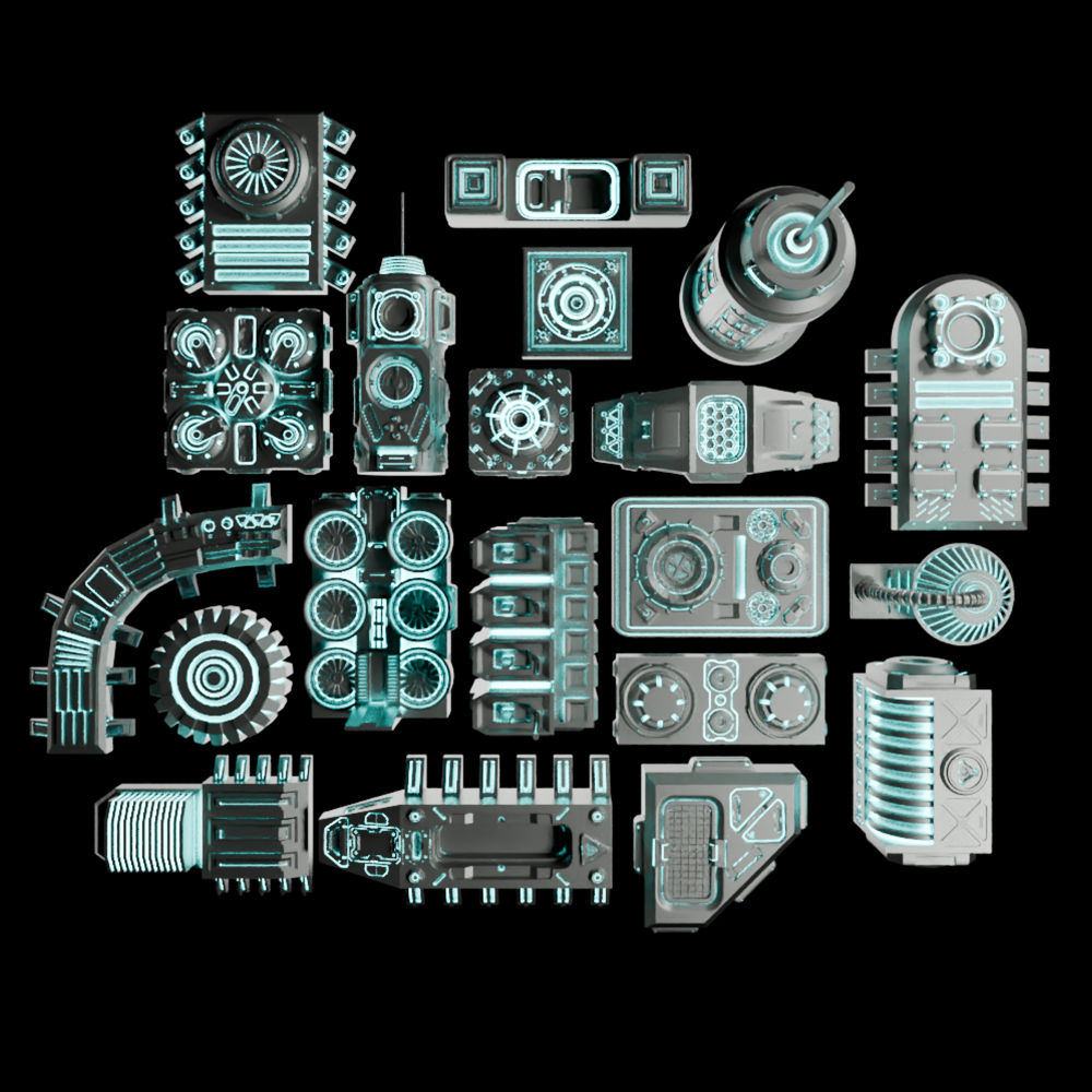 🟢 20x Sci-Fi Greebles, Greeblies for Action Figure Dioramas and Displays #3