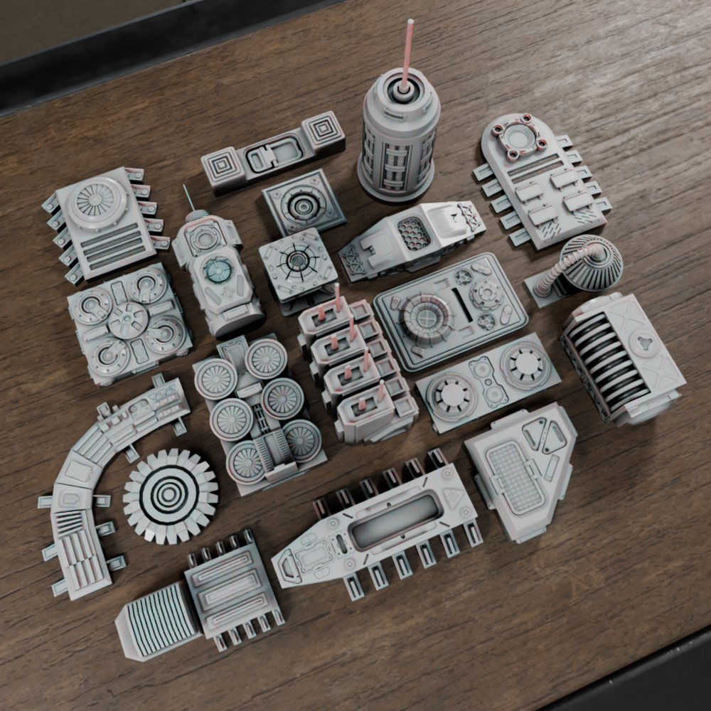 🟢 20x Sci-Fi Greebles, Greeblies for Action Figure Dioramas and Displays #3