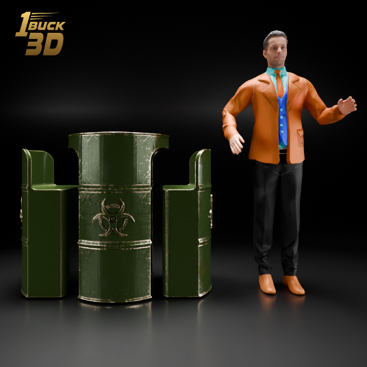 🟠Chemical Storage Drum Barrel Table and Chairs Set for 3.75" (1:18) Figure Dioramas