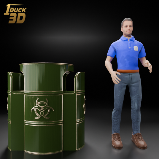 🟠Chemical Storage Drum Barrel Table and Chairs Set for 3.75" (1:18) Figure Dioramas