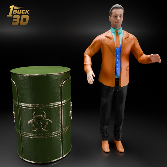🟠Chemical Storage Drum Barrel Table and Chairs Set for 3.75" (1:18) Figure Dioramas