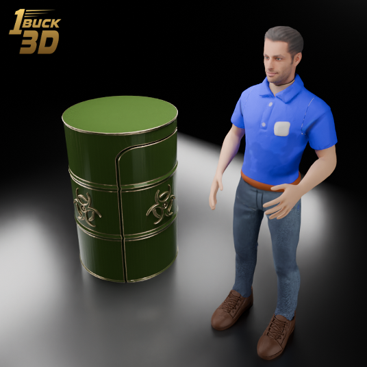 🟠Chemical Storage Drum Barrel Table and Chairs Set for 3.75" (1:18) Figure Dioramas