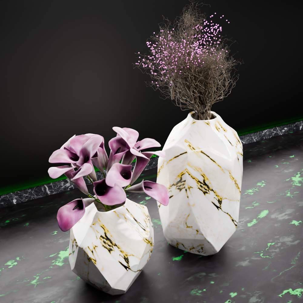 🟢 Pair of Low Poly Vases