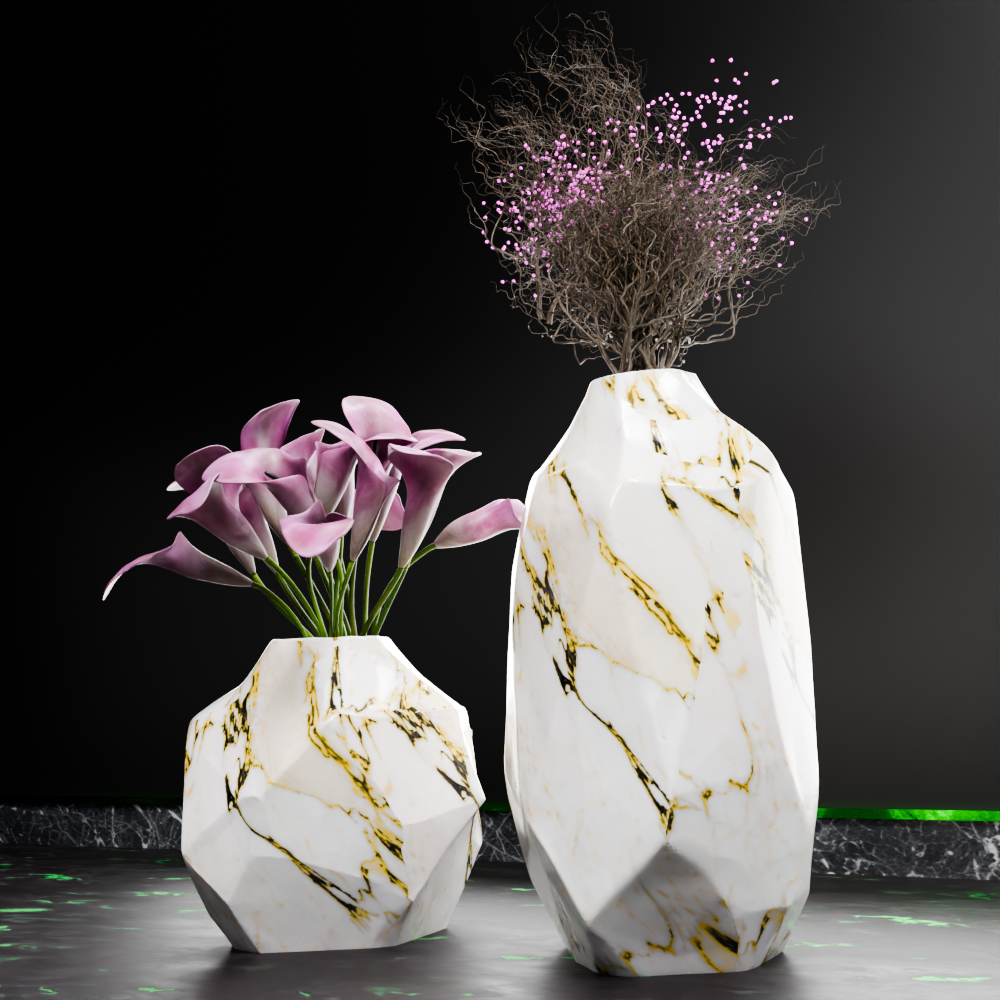 🟢 Pair of Low Poly Vases