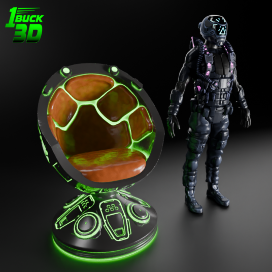 🟢 Sci-Fi Futuristic Chair #4 for 3.75" (1:18) Figure Dioramas