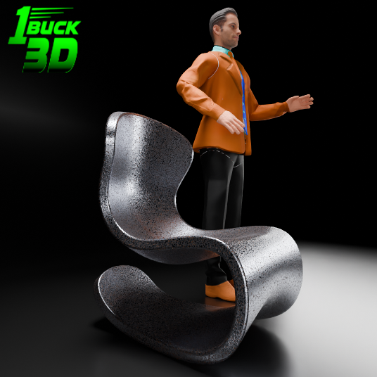 🟢 Modern Metal Chair for 3.75" (1:18) Figure Dioramas
