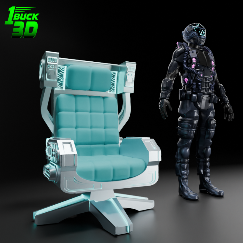 🟢 Sci-Fi Futuristic Chair #2 for 3.75" (1:18) Figure Dioramas