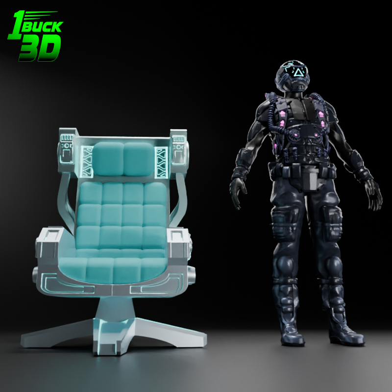 🟢 Sci-Fi Futuristic Chair #2 for 3.75" (1:18) Figure Dioramas