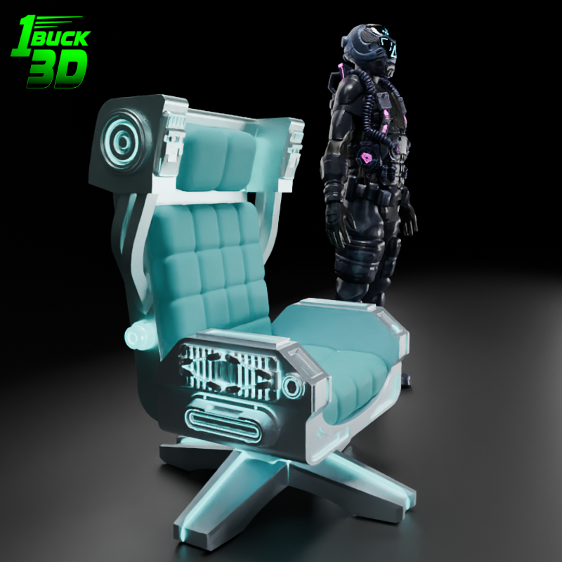 🟢 Sci-Fi Futuristic Chair #2 for 3.75" (1:18) Figure Dioramas