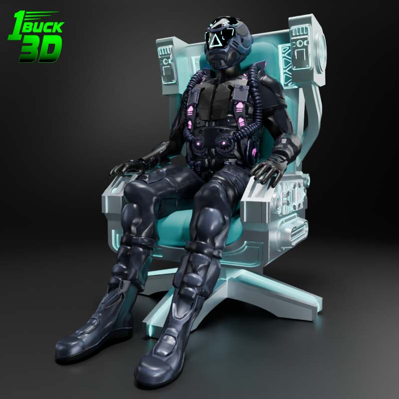 🟢 Sci-Fi Futuristic Chair #2 for 3.75" (1:18) Figure Dioramas