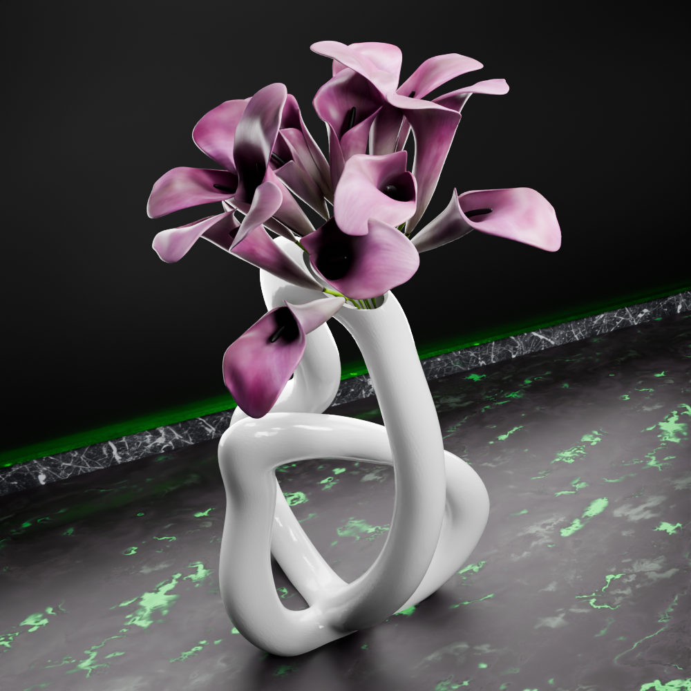 🟢 Entangled Simple Unshaped Curved Vase