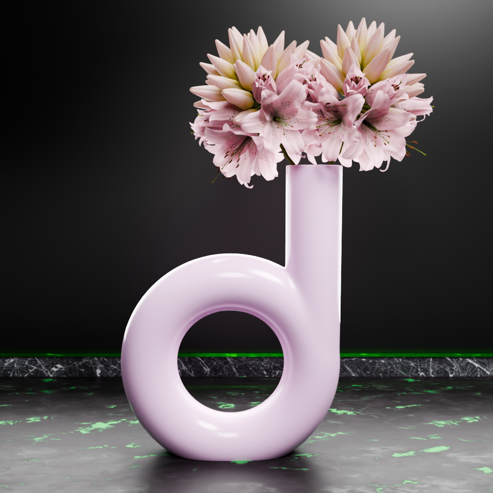🟢 Letter 'd' 'b' Shaped Nordic Vase