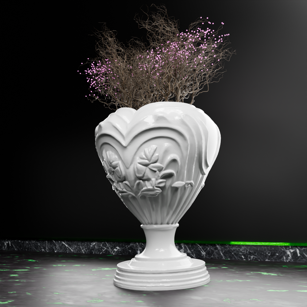 🟢 Elegant Carved Floral Vase