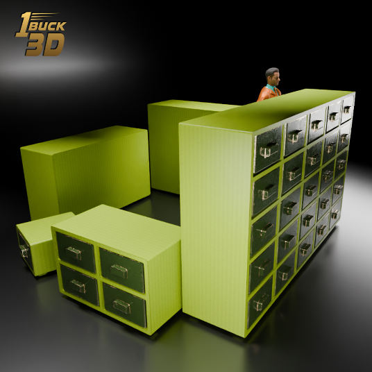 🟠Openable Drawer Storage Cabinet Cupboard for 3.75" (1:18) Figure Dioramas