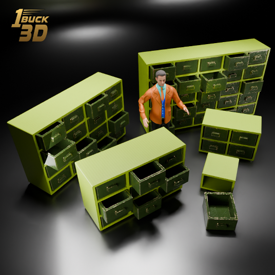 🟠Openable Drawer Storage Cabinet Cupboard for 3.75" (1:18) Figure Dioramas