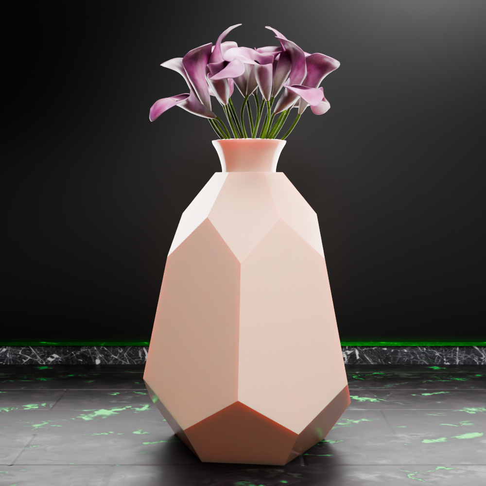 🟢 Faceted Low Poly Geometric Vase