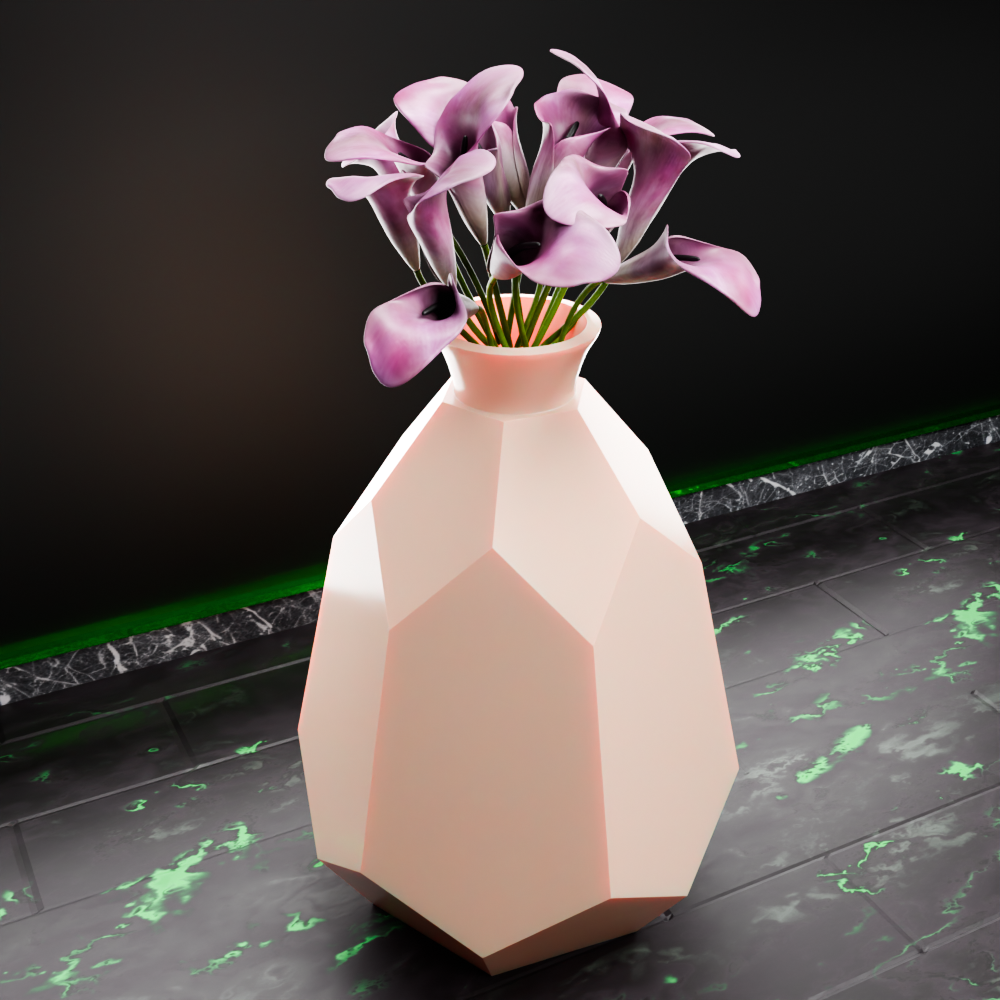🟢 Faceted Low Poly Geometric Vase