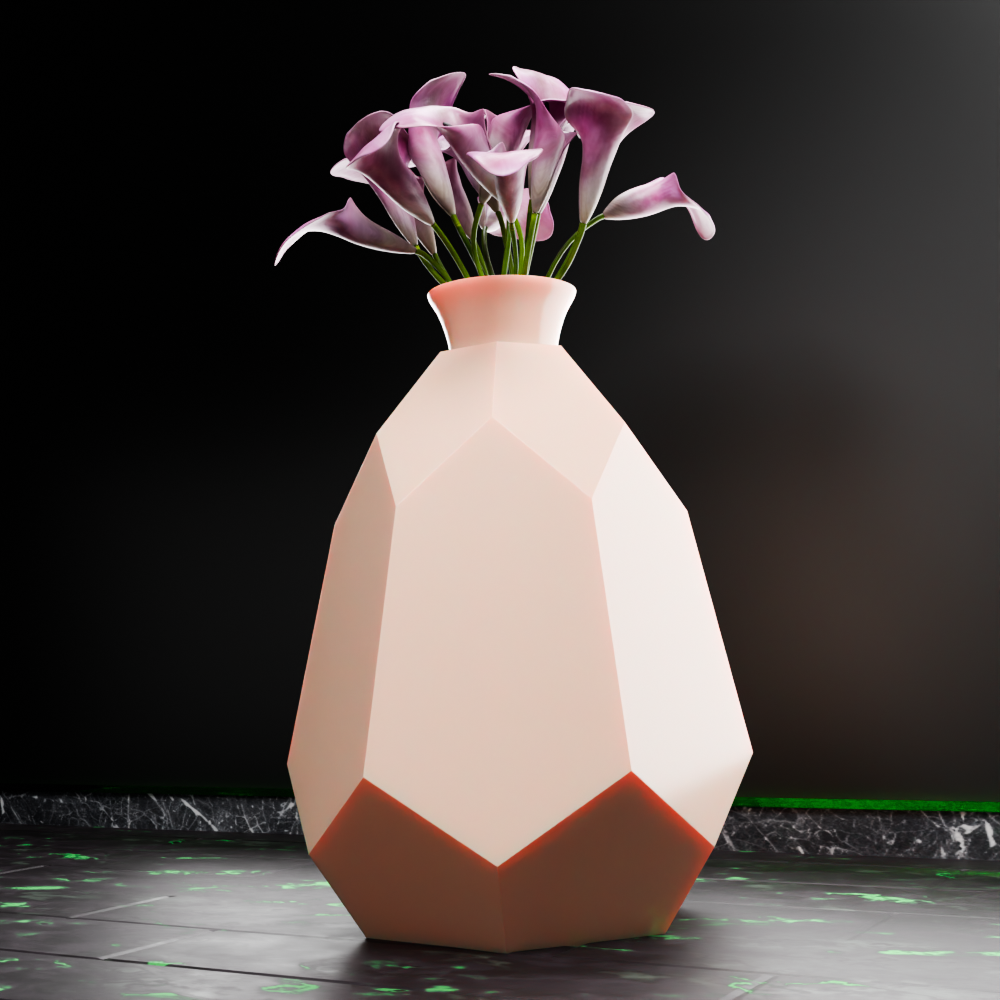 🟢 Faceted Low Poly Geometric Vase