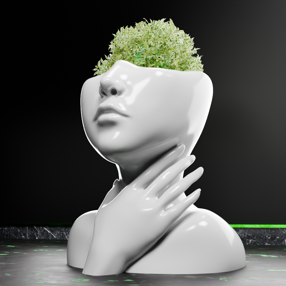 🟢 Elegant Female Cute Lady Girl Head Vase with One Hand